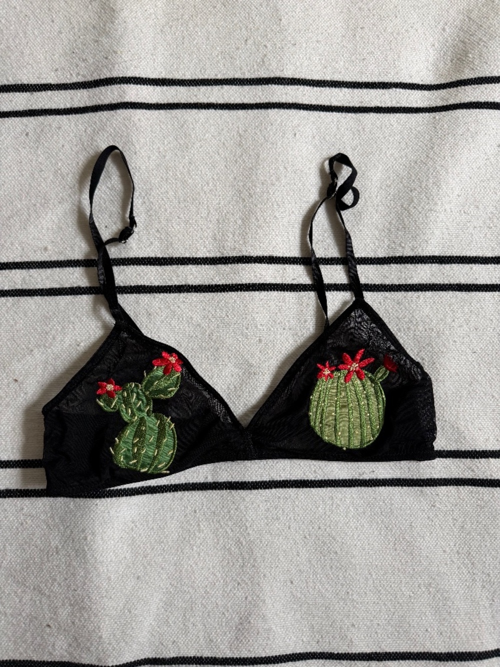 Out from Under for Urban Outfitters Cactus Black Mesh Bralette